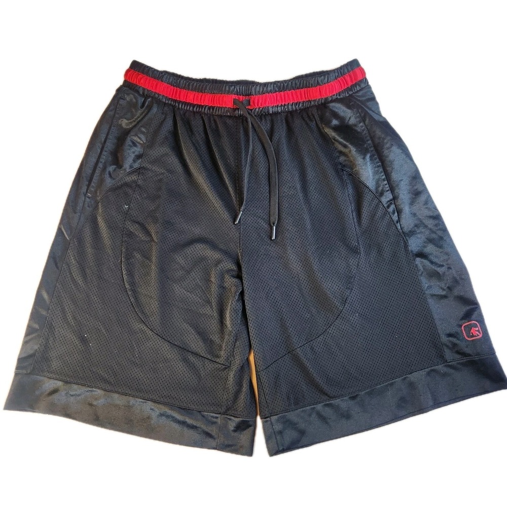 AND1 Basketball Shorts Mens XL Black Red Athletic Y2K